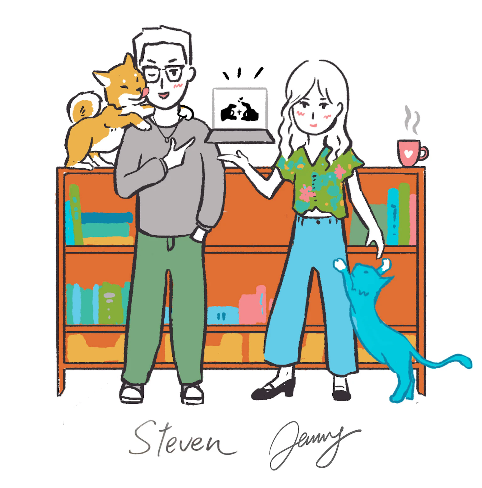 開發團隊Steven和Jenny的插畫