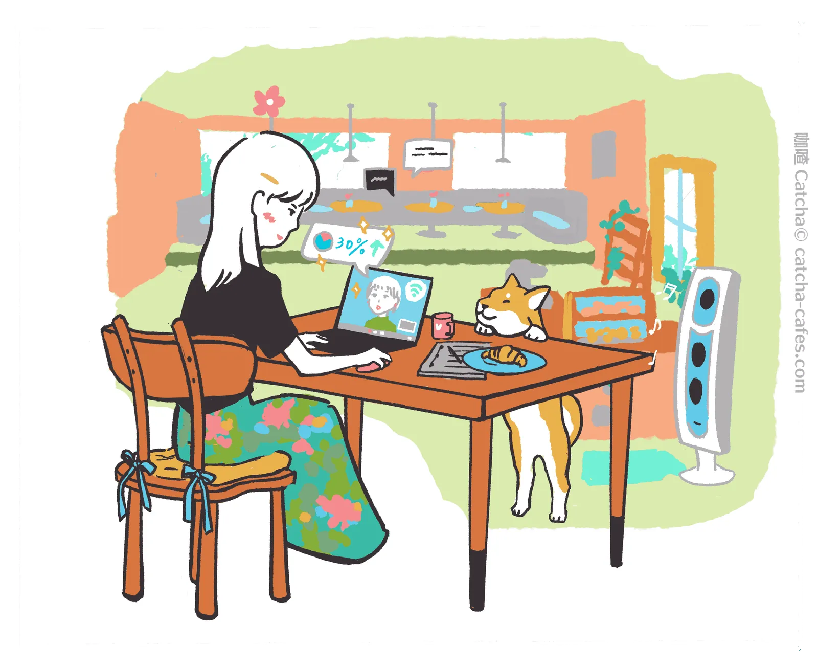 咖喳給apple museum cafe畫的空間特色插畫