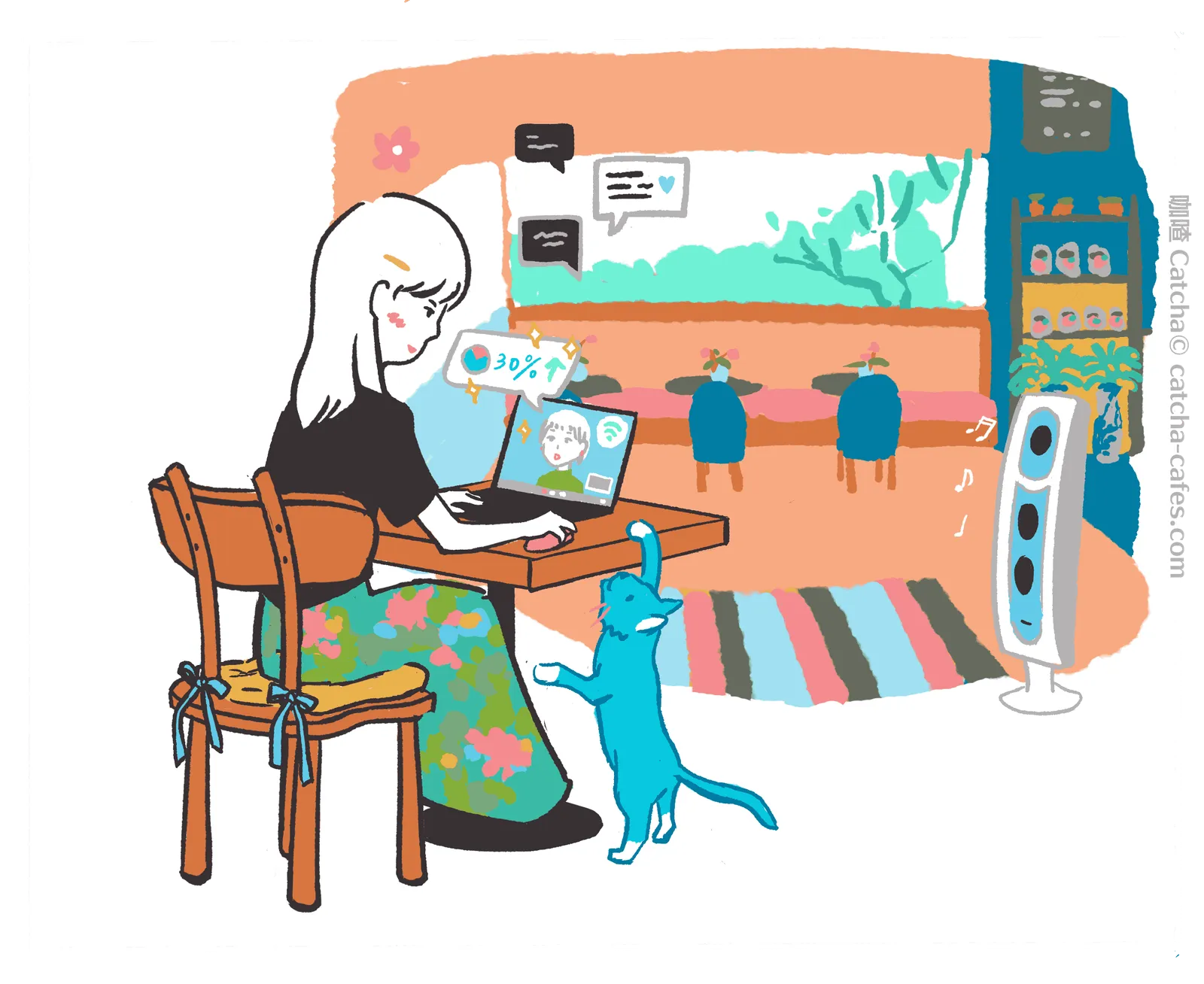 咖喳給克爾咖啡Quel Cafe(古亭示範店)畫的空間特色插畫