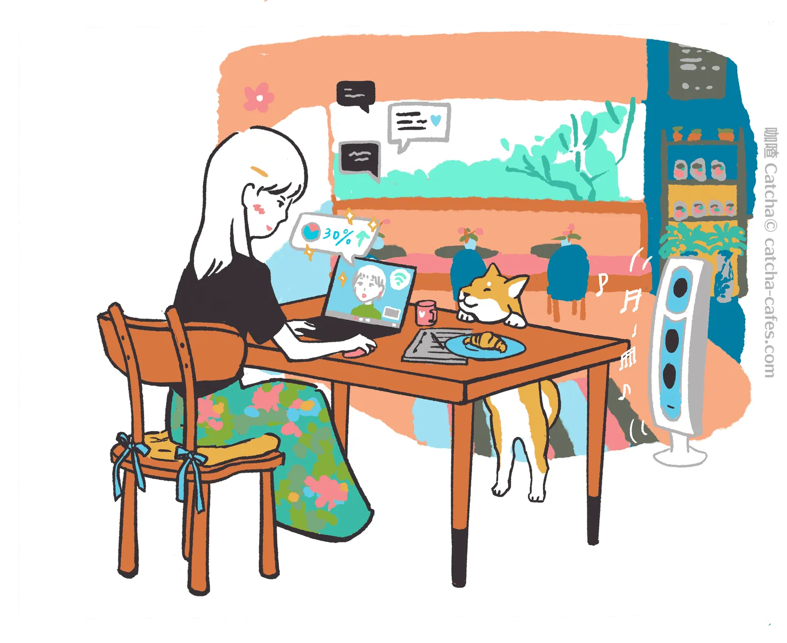 咖喳給BreakFirst CAFE/Studio畫的空間特色插畫