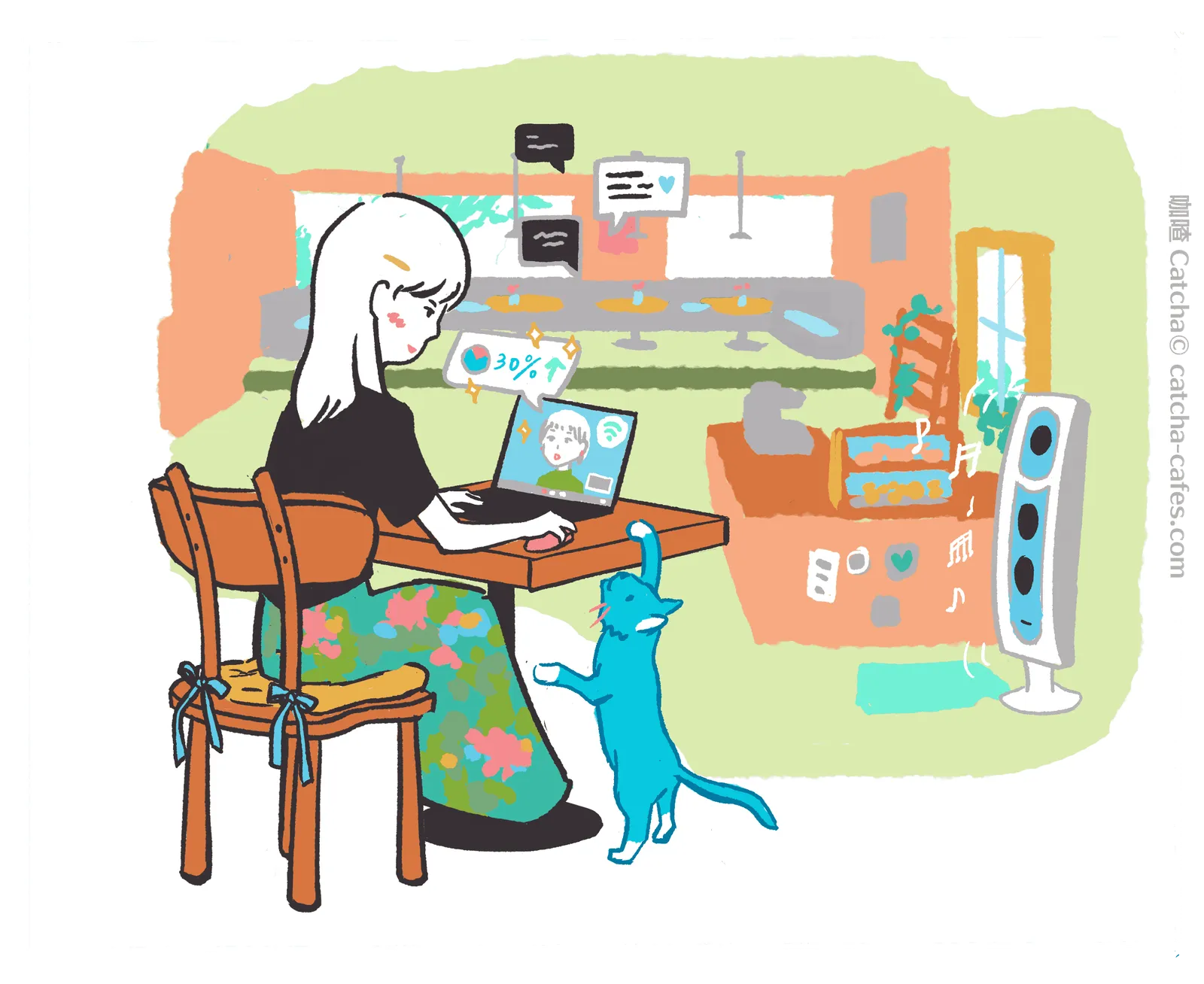咖喳給JIN Cafe(錦咖啡)畫的空間特色插畫