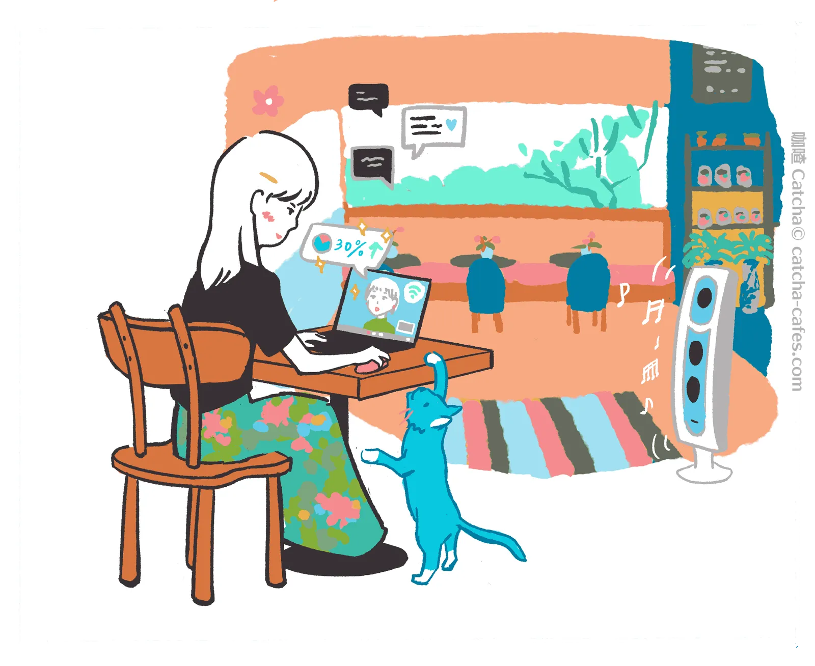 咖喳給HUYA Coffee 虎牙咖啡/自家烘焙咖啡(公休日請看IG/FB)畫的空間特色插畫