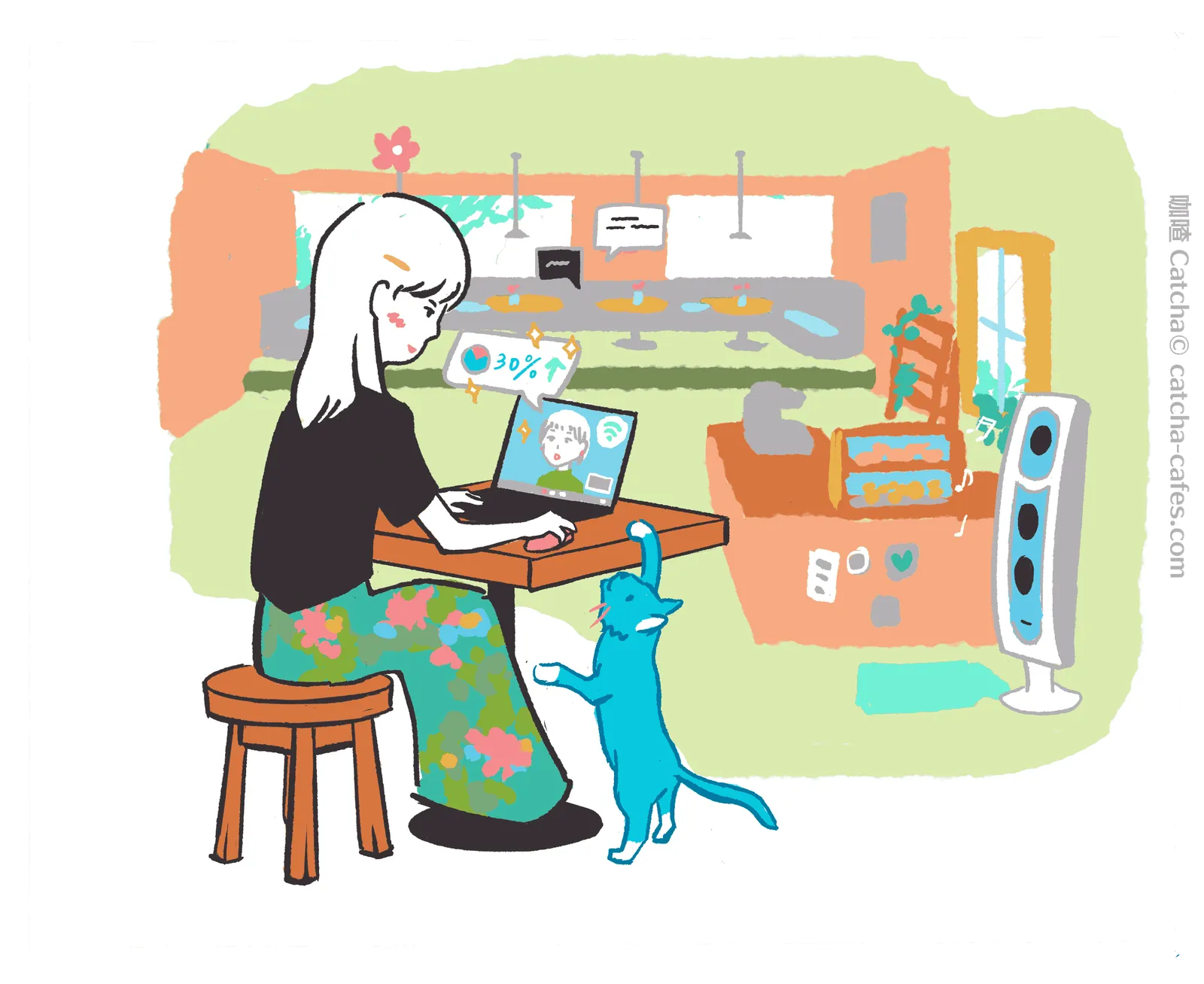 咖喳給基隆 魚咖啡(每人基本消費一杯飲品)畫的空間特色插畫